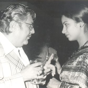 N.N. Sippy with Shabana Azmi on the set of Devata